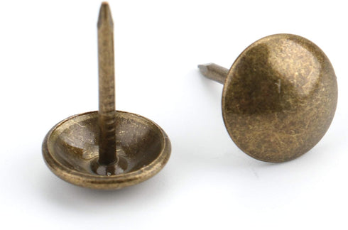 Kingrol 500 Count Upholstery Nails Pins, Antique Brass Finish, 7/16"/11mm Furniture Tacks
