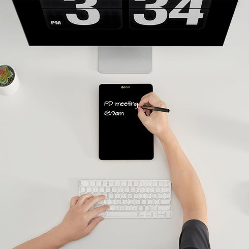Desktop Black Glass Dry Erase Whiteboard, Small Portable White Board Easel for Desk, Reusable Notepad