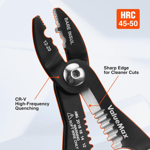 Valuemax 4-in-1 Wire Stripper Tool, Wire Cutters, Crimping Tool, Multifunctional Electrician Pliers for 10-20 AWG