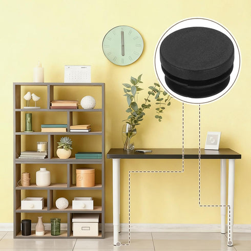 16 25mm/0.98" uxcell Pcs Round Plastic Plugs with Furniture Felt Pad, Tubing End Caps Furniture Leg Inserts for Metal