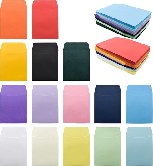 VANRA 150 Pieces Library Card Pockets, Colorful Non-Adhesive Envelopes for Classroom, Home, School, Office, 3.5 X 5 in