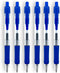 Blue Ballpoint Pens with Rubber Grip, Fine Point 0.5mm, Retractable, Set of 12 Writing Pens for School Office