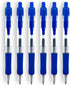 Blue Ballpoint Pens with Rubber Grip, Fine Point 0.5mm, Retractable, Set of 12 Writing Pens for School Office