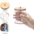 BTSKY 2 Pack Clear Paper Clip Holder with Bamboo Lid - Cute Organizer for Office Supplies and Bathroom Vanity