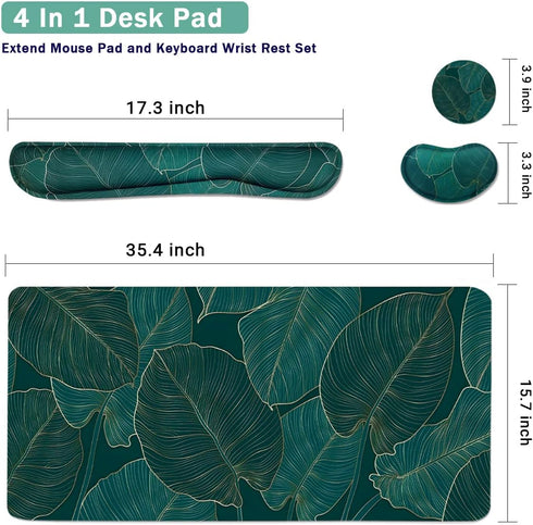 Ergonomic Large Mouse Pad and Keyboard Wrist Rest - 4-in-1 Large Gaming Mouse Pad with Wrist Support for Home Office,