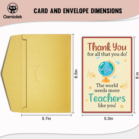 Oamiolek Cute Thank You Card for Teachers, Funny Teacher Appreciation Cards, Thank You Teacher Gifts from Students, The