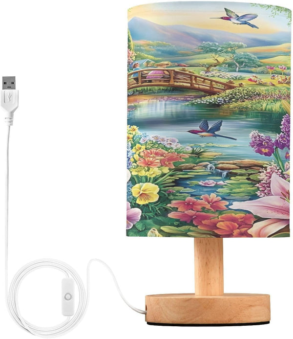 ALAZA Bedside Table Lamp for Bedroom Garden Colorful Floral Nightstand LED Light