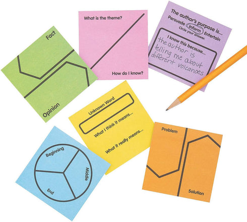 Fun Express Sticky Notes - Reading Response, 12 Pieces Educational and Learning Activities for Kids