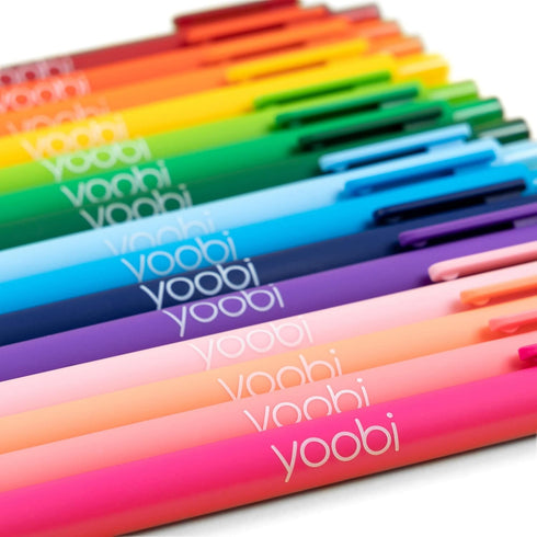 Yoobi Retractable Gel Pen Set, 18 Bright Colors, Fine 1.00mm Point for School or Office, Comfortable Grip