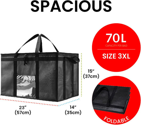 (3XL) NZ home Insulated Bags for Food Delivery Grocery Shopping Cooler Bag, Pizza Delivery, Hot & Cold Catering Tote