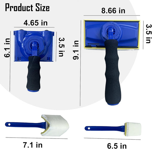 Dekonmon 14PCS, 9-Inch 360 1-Inch 4 4 Paint Edger Tool Kit Paint Trim Edger with Rotating Handle, V-Corner Painter Pad