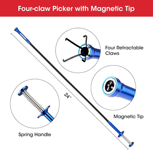 WORKPRO 4PC Telescoping Magnetic Pick Up Tool Kit, Includes Inspection Mirror, Magnetic Pick Up Tool