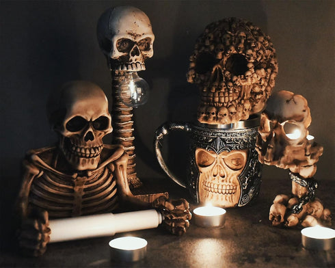 DS. DISTINCTIVE STYLE Skull Toilet Paper Holder Wall Mount Resin Toilet Tissue Holder Gothic Bathroom Decoration