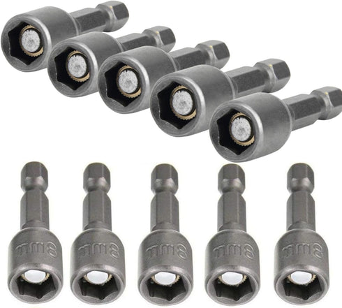 5/16'' Nut Driver Bit, Hex Magnetic Power 8mm 5/16 IN Socket Adapter for Power Tools - 10PCS