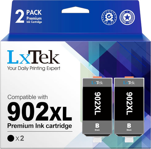 LxTek Replacement Ink Cartridge Compatible for HP 902XL 902 (2 Pack) for Officejet 6978 6968 6962 6954 6975 Printers