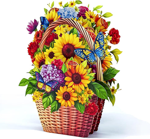 Butterflies,3D Pop Up Birthday Cards Yellow Sunflowers Forever Bouquet Greeting Card for Women Wife Girlfriend Mom