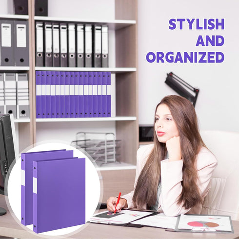 Henoyso 16 Pcs 1/2 Inch Purple 3 Ring Plastic Binders, Flexible Binders for School Office Home Supplies