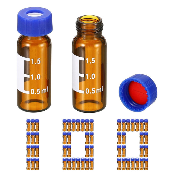 PATIKIL 2ml Autosampler Vial, 100 Pack Pre-Slit Septa HPLC/GC Vials with Screw Cap, Writing Patch for Lab Use