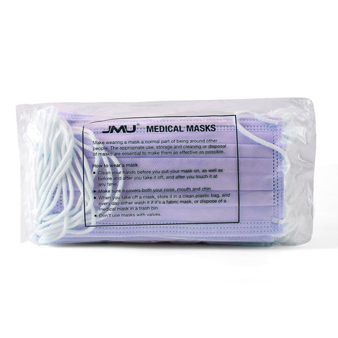 50 Pack 4-Ply 3 JMU Disposable Face Masks, ASTM Level Medical Masks for Adults, Purple