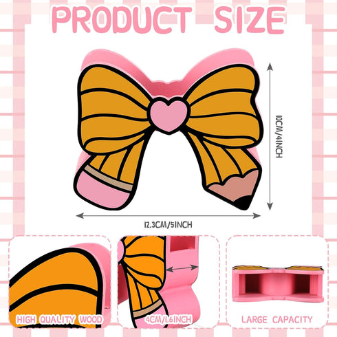 Set Tenceur Pencil Bow Pen Holder for Desk Large Capacity Bow Pencil Holder Coquette School Supplies Desk Organizer