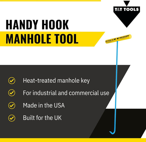 T&T Tools Heavy Duty Handy Hook – Portable 30 Inch with 3/8" Round Pump Hook End – 1 Pack