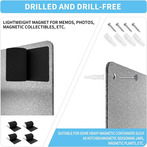 Magnetic Board 17.1" x 11.8" for Magnets and Bulletin Board, Suitable for Wall, Refrigerator, Cabinet, Easy Hanging