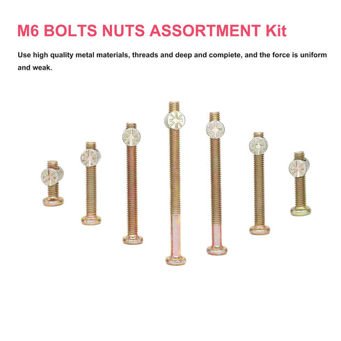 cSeao 100pcs M6 15mm 25mm 35mm 45mm 55mm 65mm 75mm Baby Bed Crib Screws Hardware Replacement Parts Assortment Kit, Zinc