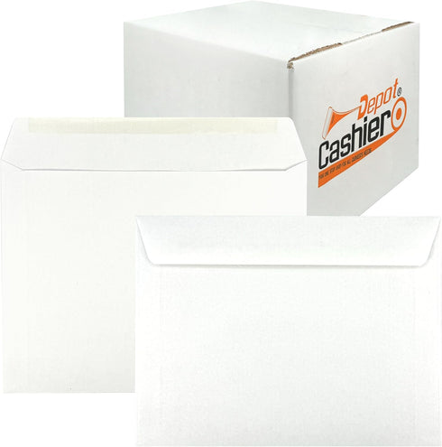 Cashier Depot 9" x 12" Booklet Envelopes (Open Side), Premium Heavy 28lb. White Paper, 150 Envelopes (White)