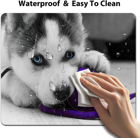 Siberian Husky Pup Playing with Purple Blue Ball Cute Large Mouse Pad Custom