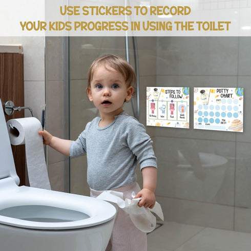 APIILVPQ 10 810" B05 Outer Space Potty Training Chart with Reward Stickers, Potty Chart for Toddlers Boys, Astronaut