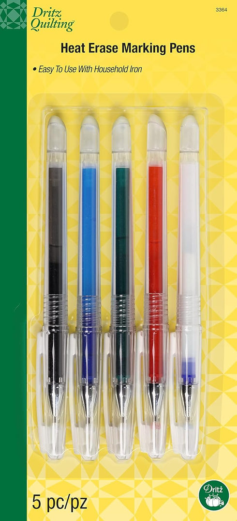 Dritz Heat Erase Pens 5 Count Notion, Assorted Colors
