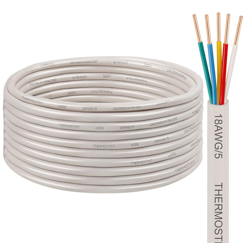 XRDS -RF 18AWG 5 Conductor Thermostat Wire 20FT, Solid Copper, 18 Gauge