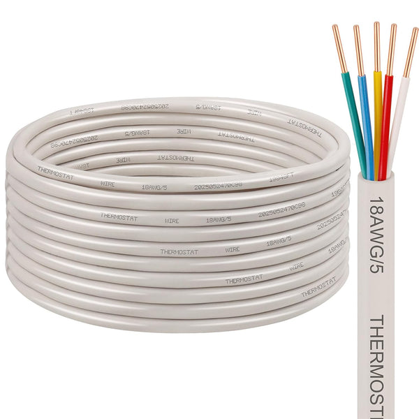 XRDS -RF 18AWG 5 Conductor Thermostat Wire 20FT, Solid Copper, 18 Gauge