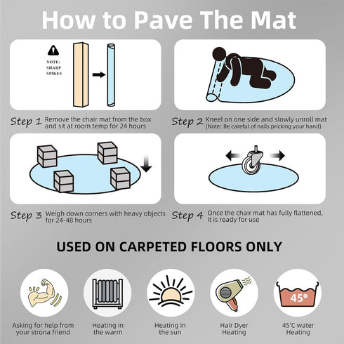 PURE JAJA 36"x48" Office Chair Mat for Carpet, Clear Floor Mats with Lip, Computer Desk Floor Mat - PVC Plastic Rug
