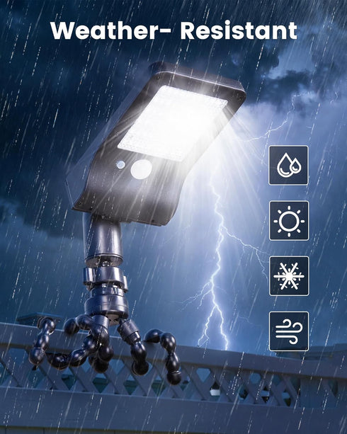 Thumok 60 3 (1) Solar Fence Lights Outdoor, LEDs Motion Sensor Security Light with Flexible Octopus Tripod, Lighting