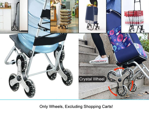 Replacement Stair Climbing Wheels for Shopping Laundry Cart, Trolley Triangle Wheels, Sold as a Pair