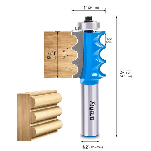 3PCS Set, 1/2" Architectural Molding Router Bit Shank, Corner Rounding & Edge-Forming for Woodworking Milling