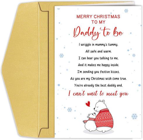 Goroar Daddy To Be Christmas Card, Merry Christmas Daddy to be Poem Card,