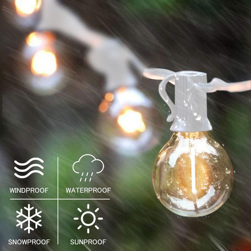 SUNTHIN Outdoor White String Lights, 27FT with 14 G40 Shatterproof LED Bulbs, Waterproof Hanging Lights for Yard