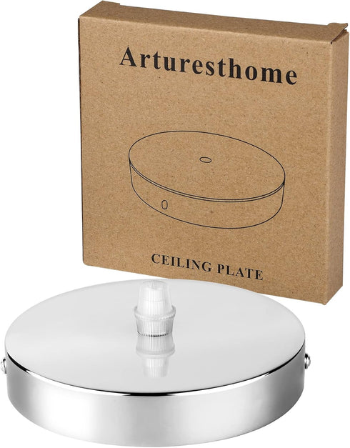 4.7" Arturesthome Silver Ceiling Canopy Light Kit Rewind Single Hole with Hardware,Ceiling Plate for Pendant Light