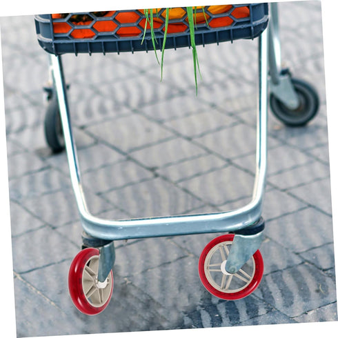 2pcs PRETYZOOM Replacement Wheels for Rolling Cart PU Plastic Grocery Trolley Wheels Smooth Operation Quiet Design