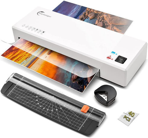 Laminator, 4 in 1 A4 Laminating Machine with 40 Laminating Sheets, Hot & Cold with Paper Trimmer & Corner Rounder,