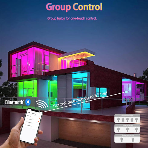 GU24 Bulbs4 PackA19 12W 1200LM 2 bulbDimmable Bulb2700K-6500K Dimmable Smart Led Light Smart Bluetooth Prong Led Light