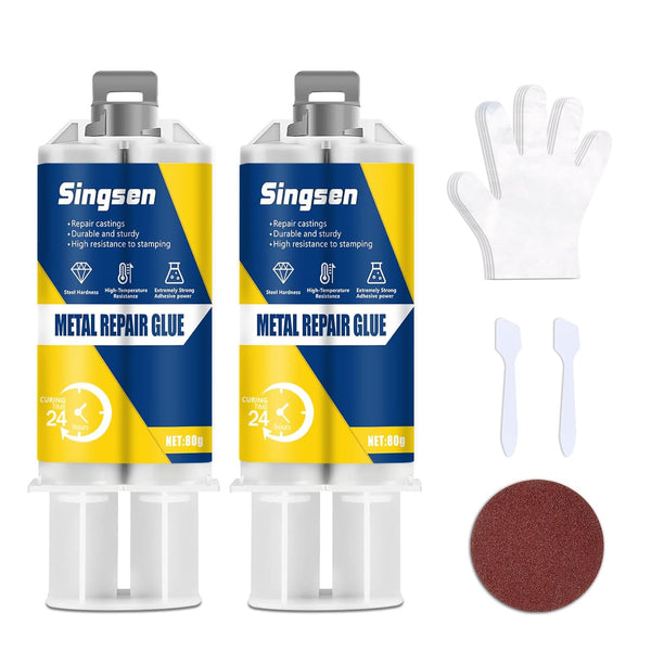 Metal Repair Glue, 2 Pack 5.64OZ Heavy Duty Epoxy Glue, High-Temperature Adhesive for Metal, Plastics, DIY Craft
