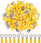 Hilitchi 100Pcs 12-10AWG Insulated Ring Electrical Wire Crimp Connectors (Yellow - M6)