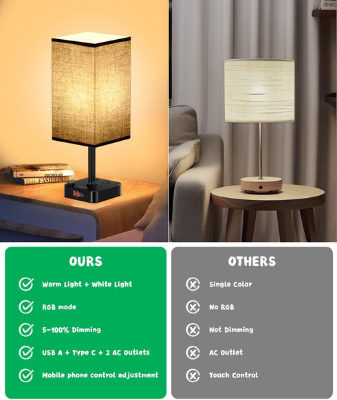 16 Dimmable RGB Table Desk Lamp with Million Colors & Music Sync | Smart Color Changing Nightstand Light Stepless