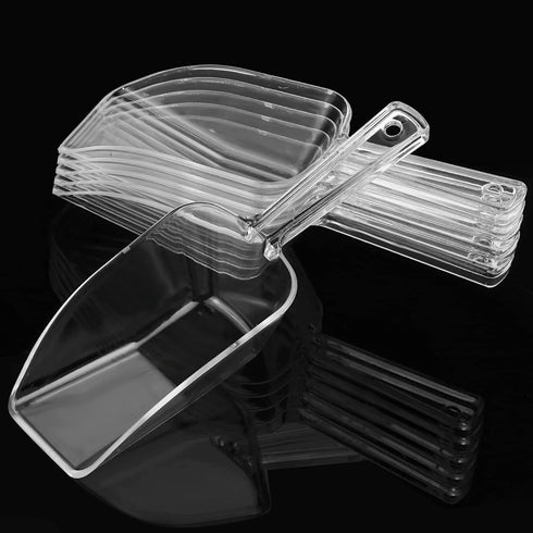 Ice Scoop Candy Buffet Containers, Hmxpls Clear Plastic Scoopers for Popcorn Cookie Candy Buckets (6 Pack)