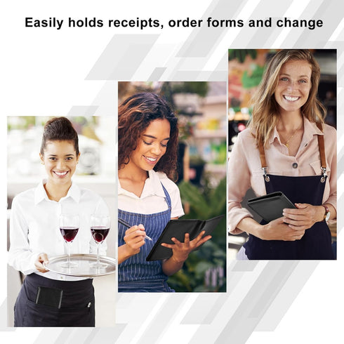 EcoVision Server Book for Waitress, Leather Waiter Organizer with Zipper Pocket, Restaurant Waitstaff Booklet, Guest