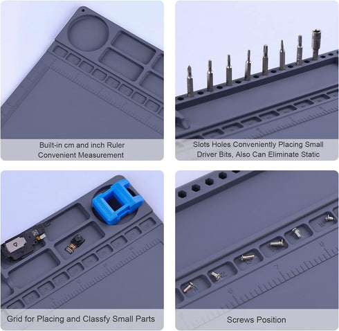 Anti Static Mat for PC Building, IUZIT Heat Resistant 932°F ESD Soldering Mat with Grounding Cord & Plug