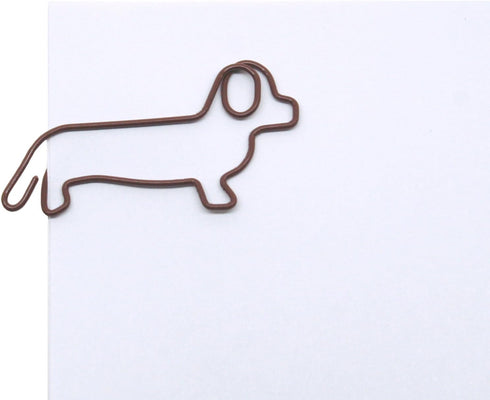 Dog Dachshund Shaped Paper Clips, Great for Collectors or Dog Lovers (Brown - 100 Count Silver Tin)